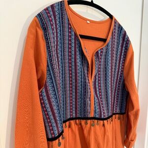 Ethnic folkloric vintage midi dress XL